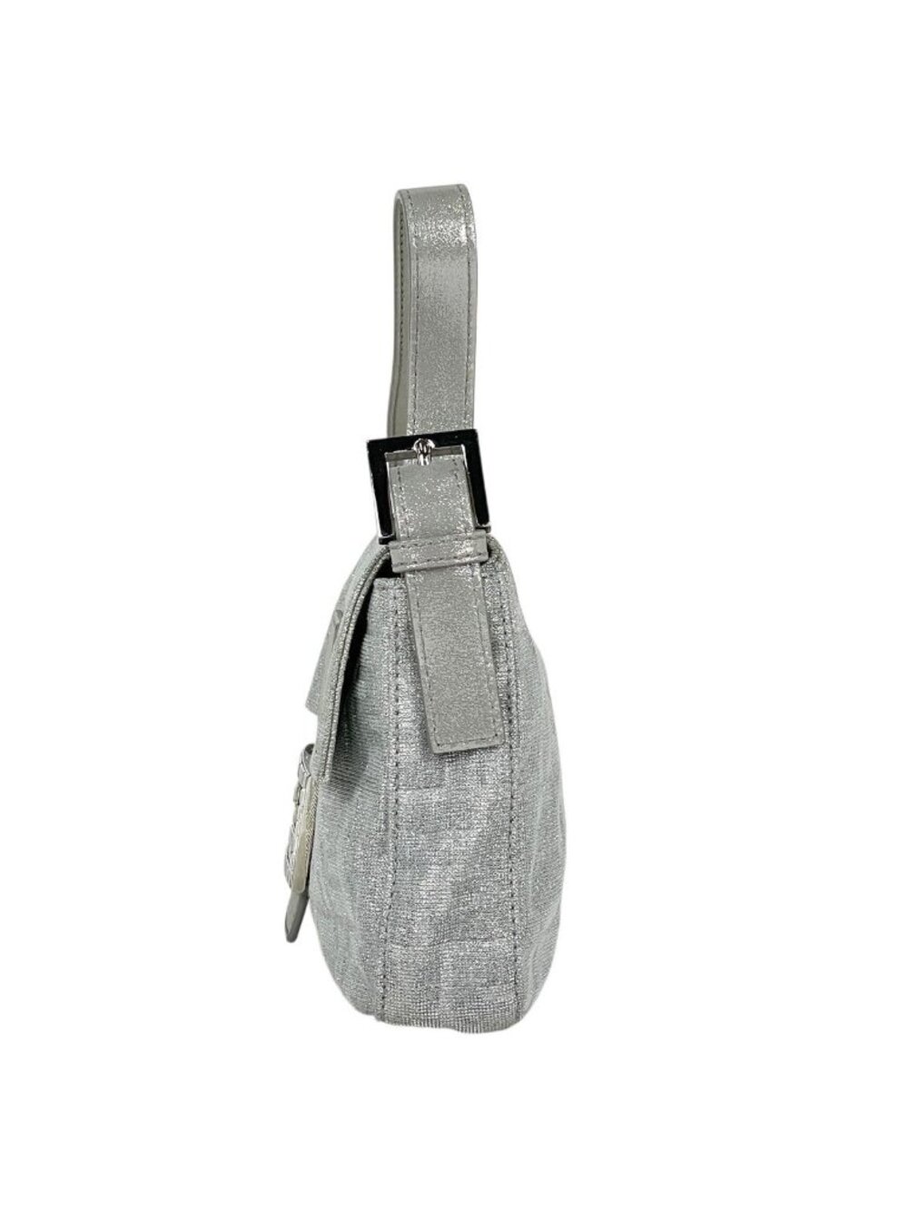 Fendi Zucca Pattern Mamma Bucket Lame Shoulder Bag Fabric Silver - Picture 2 of 11